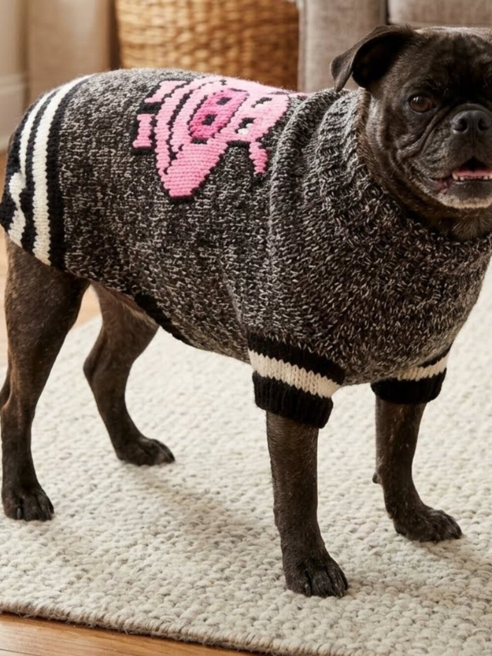 Knitted Piggy Hooded Dog Coat Sweater Pet Clothing Pig Face Graphic